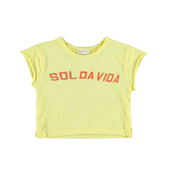 Piupiuchick Tops 3 Months T-Shirt - Yellow 'Sol da vida'