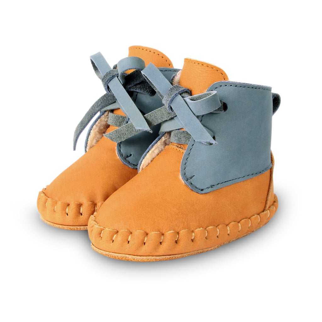 Donsje Shoes 0-6 Months Donsje - Bryce lining - Camel & Petrol Nubuck