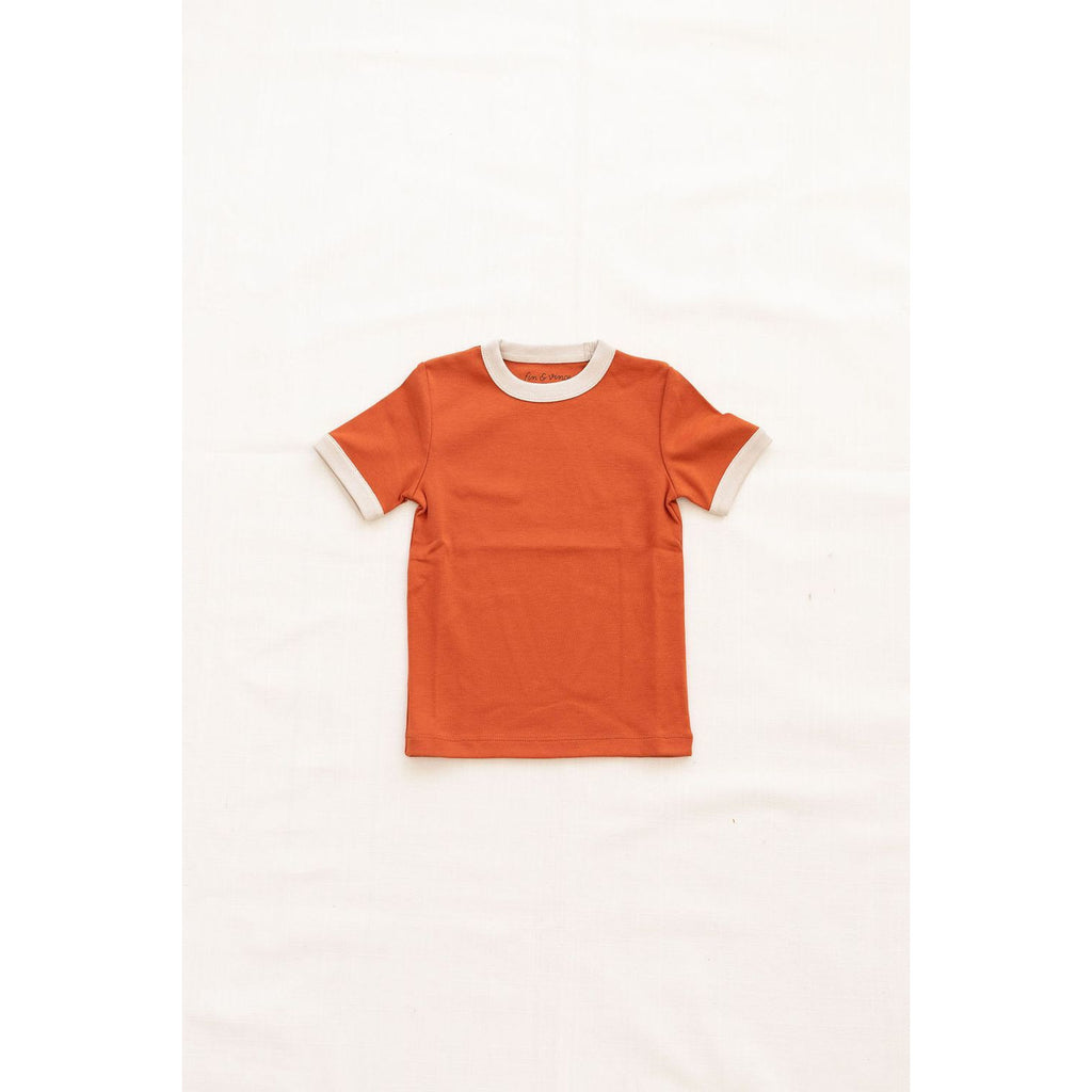 Fin & Vince Tops Vintage Tee -  Red rock w/ oatmeal trim