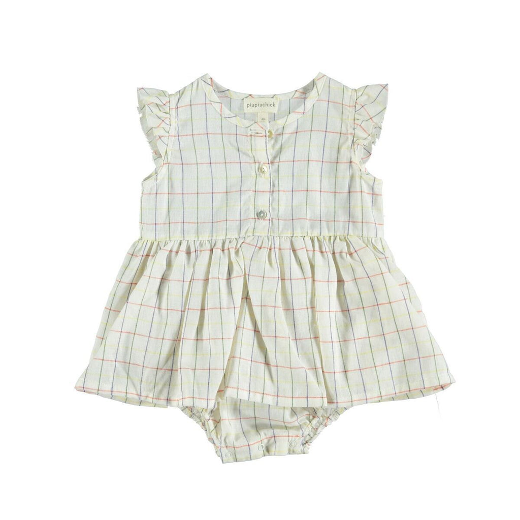 Piupiuchick Bottoms 3 Months Baby dress with body - Multicolored Checkered