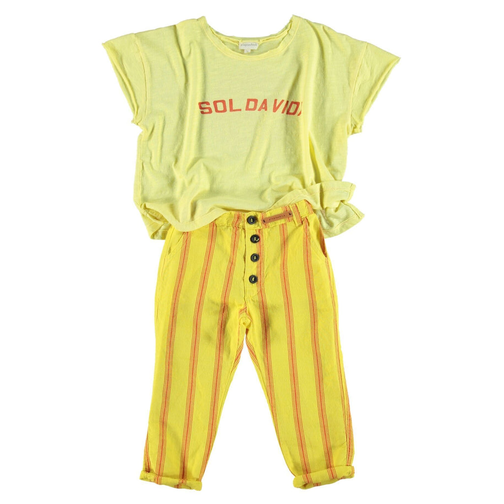 Piupiuchick Dresses 3 Months Trousers Yellow / Red Stripes