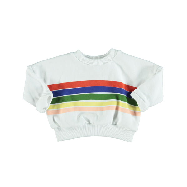 Piupiuchick Tops 3 Months Sweatshirt - White with Rainbow print