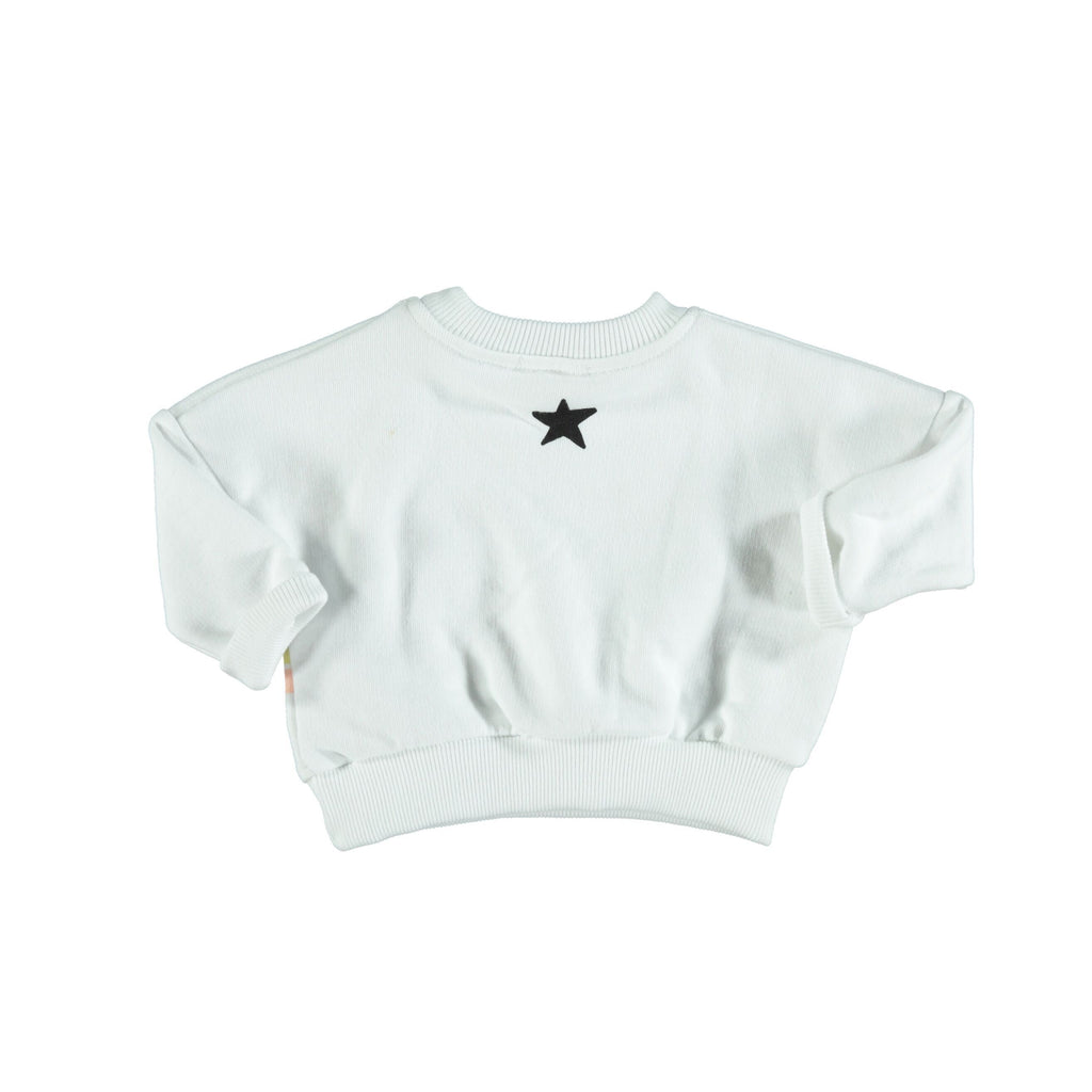 Piupiuchick Tops 3 Months Sweatshirt - White with Rainbow print