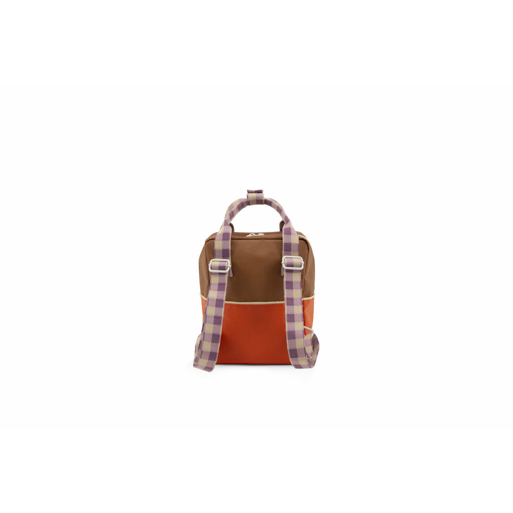 Sticky Lemon Accessories *PREORDER* - Backpack small | colourblocking | orange juice + plum purple + school bus brown